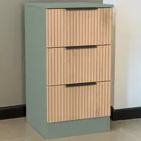 Java 3 Drawer Bedside Cabinet - Green