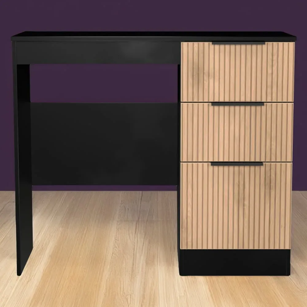 Java 3 Drawer Slatt Effect Vanity Unit - Black image