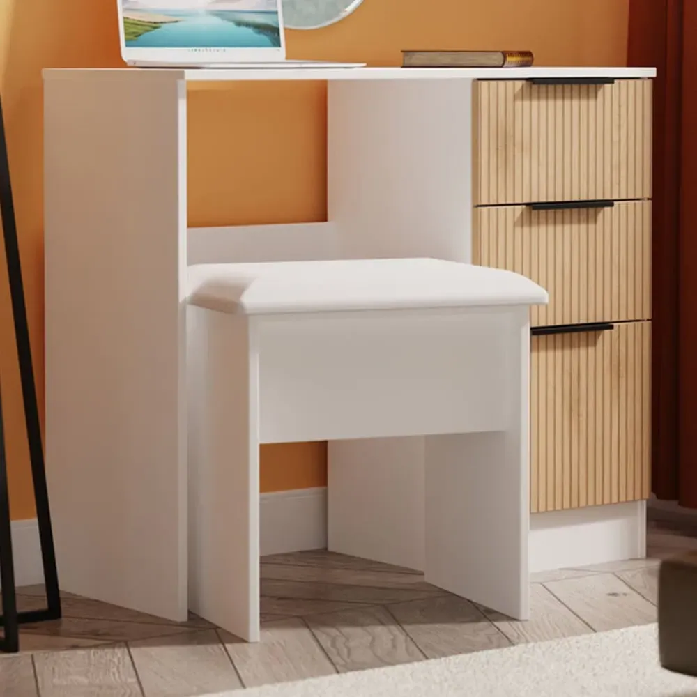 Java 3 Drawer Slatt Effect Vanity Unit - White