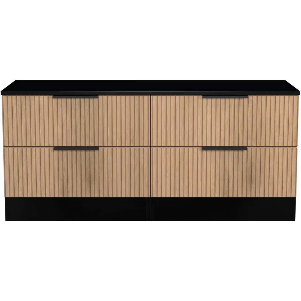 Java 4 Drawer Storage Box with Slat Effect - Black