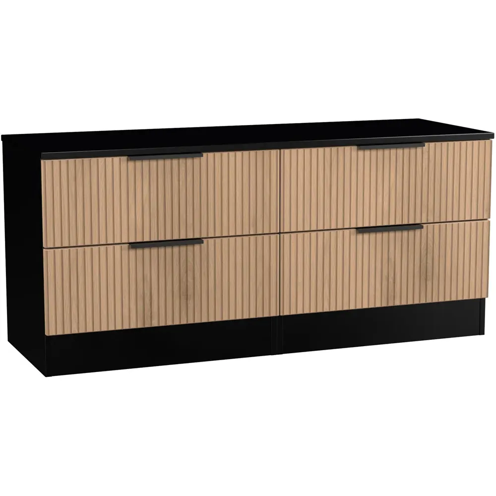 Java 4 Drawer Storage Box with Slat Effect - Black