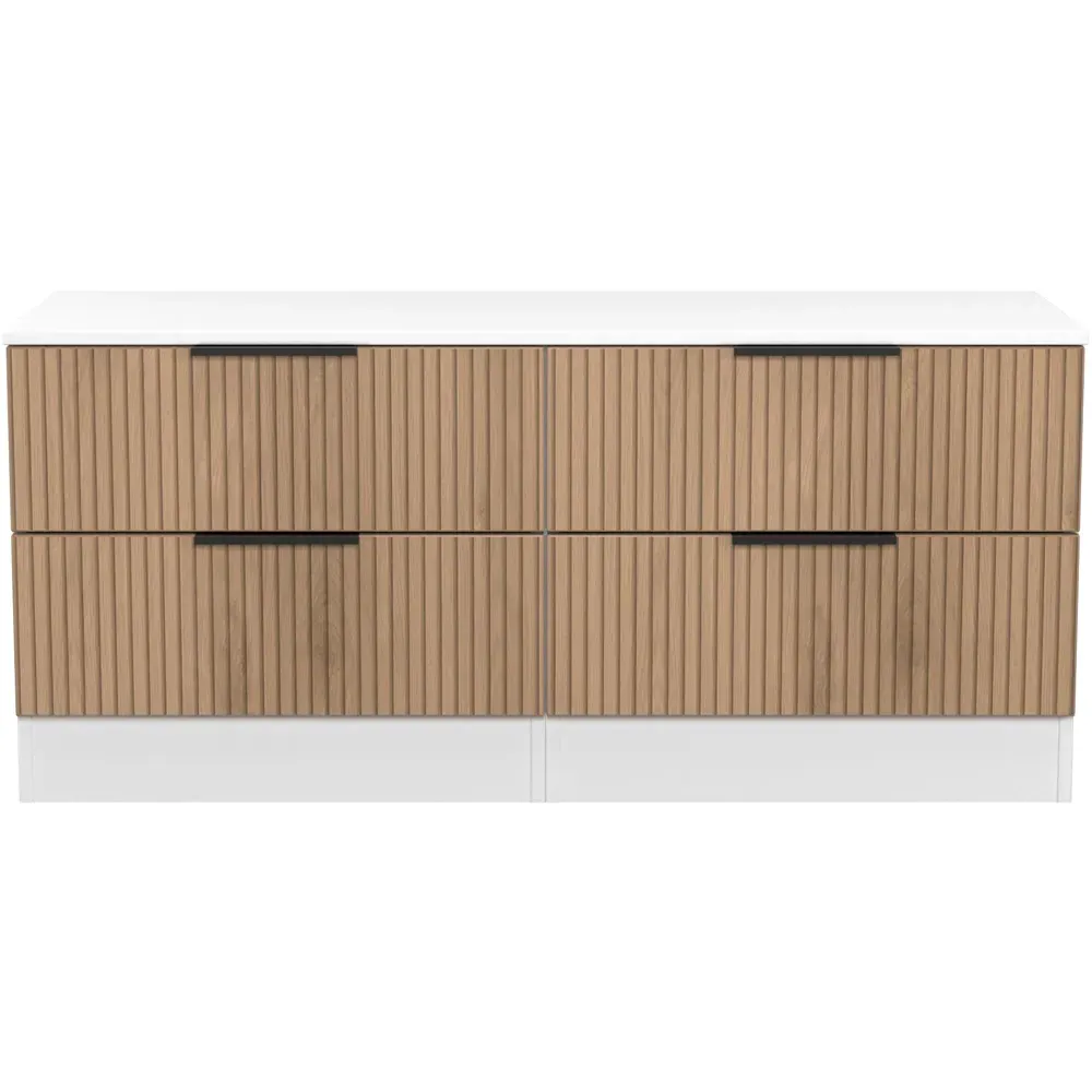 Java 4 Drawer Storage Box with Slat Effect - White
