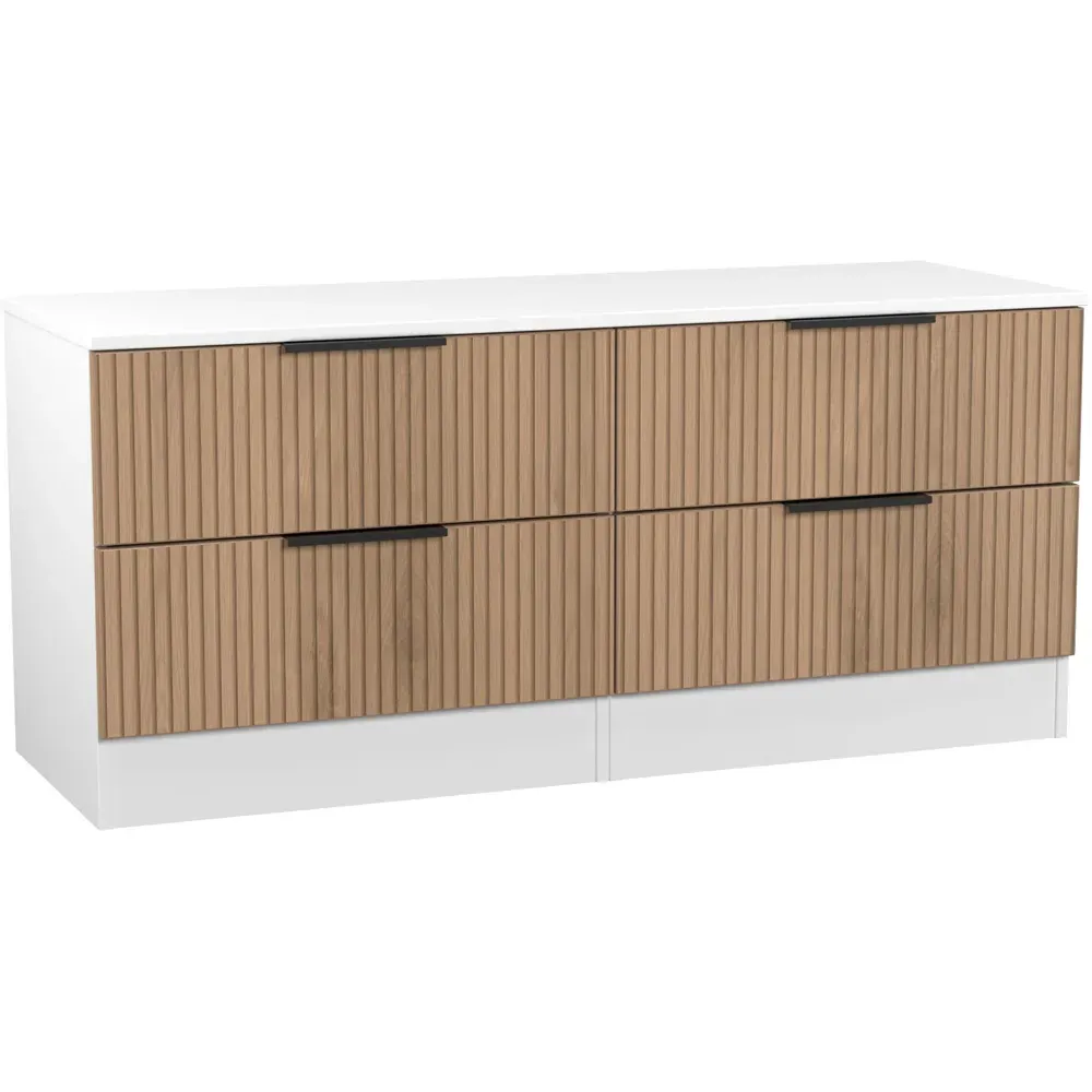 Java 4 Drawer Storage Box with Slat Effect - White