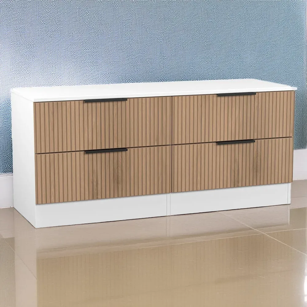 Java 4 Drawer Storage Box with Slat Effect - White