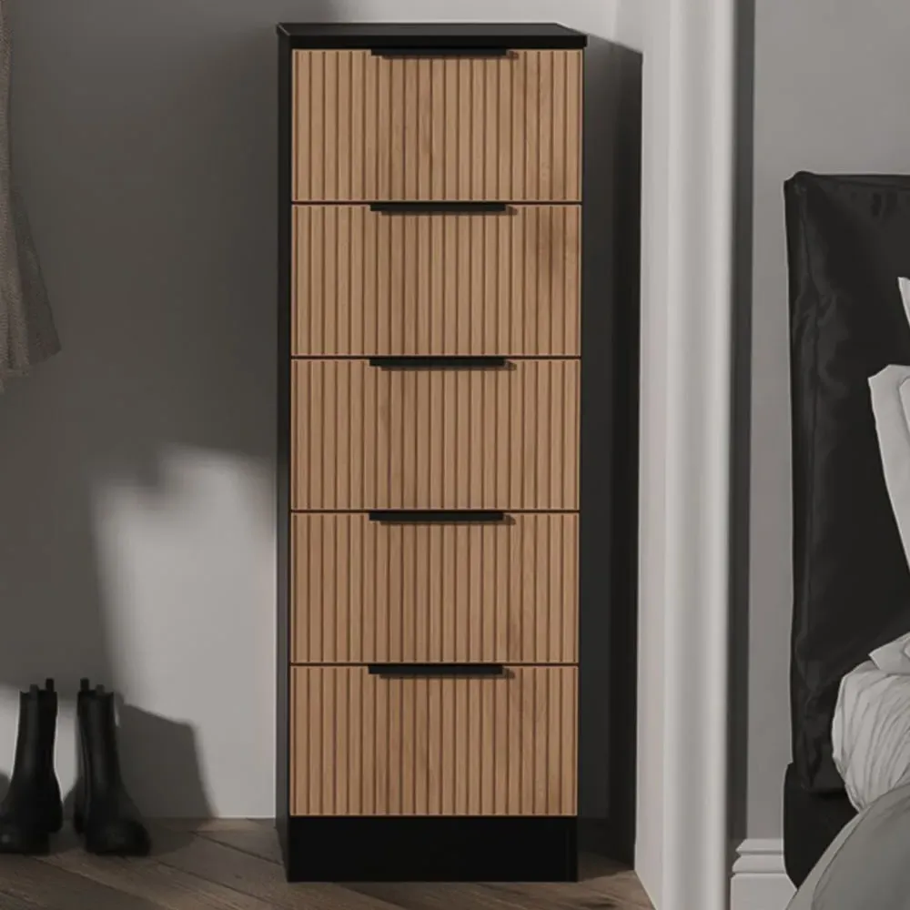 Java 5 Drawer Bedside Cabinet - Black