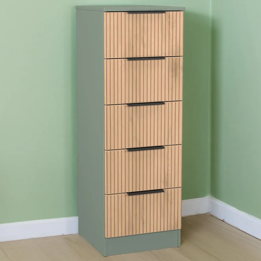 Java 5 Drawer Bedside Cabinet - Green
