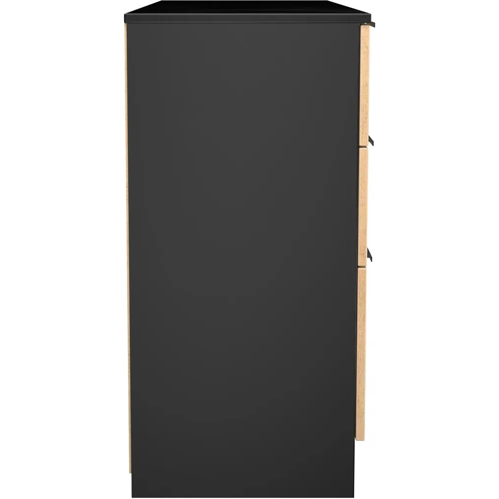 Java 6 Drawer Kneehole Desk with Slatt Effect - Black