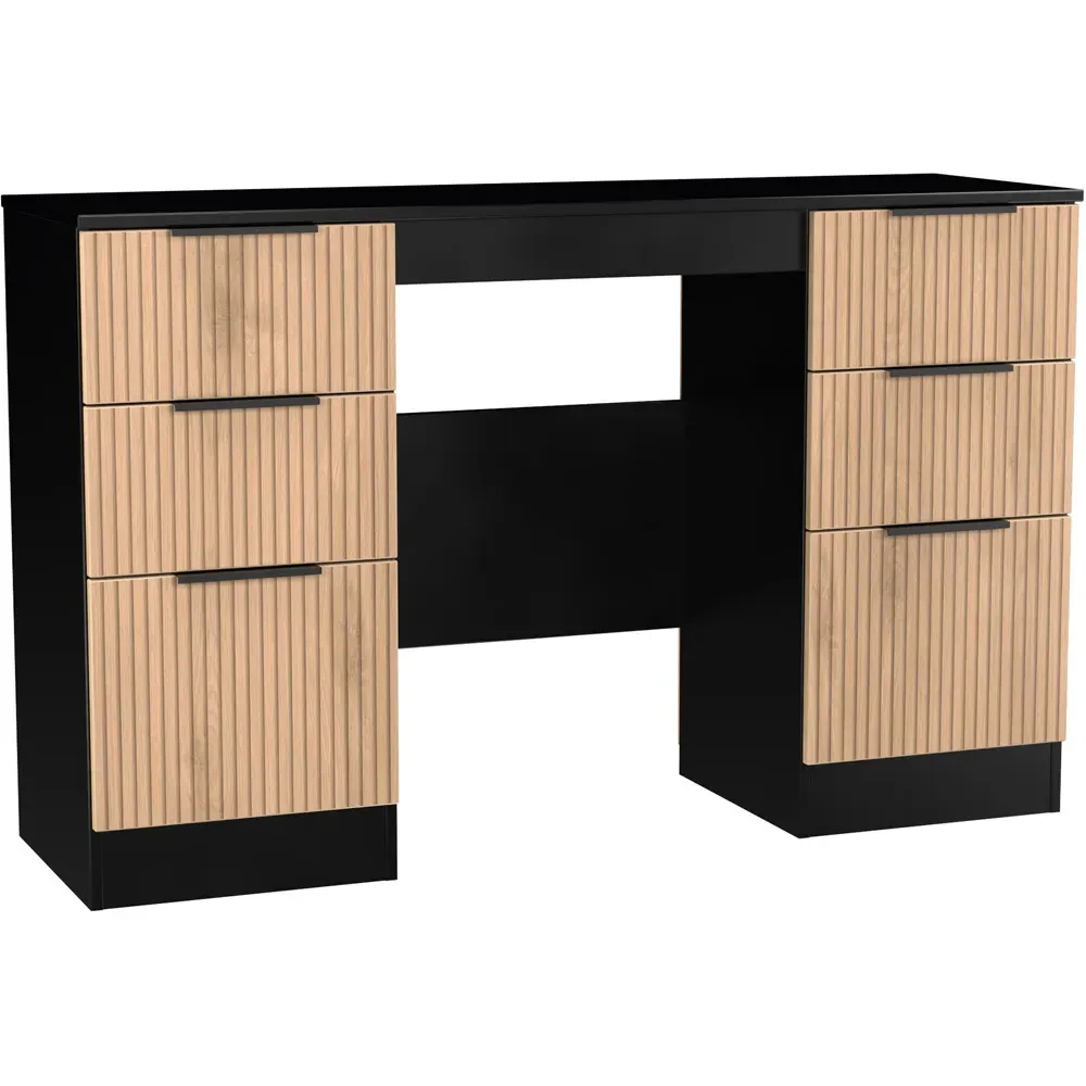 Java 6 Drawer Kneehole Desk with Slatt Effect - Black