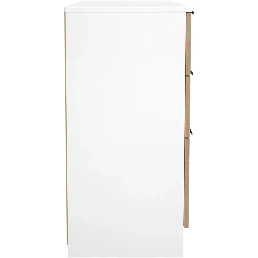 Java 6 Drawer Kneehole Desk with Slatt Effect - White