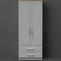 Kent 2 Door 2 Drawer Wardrobe - Grey, Oak