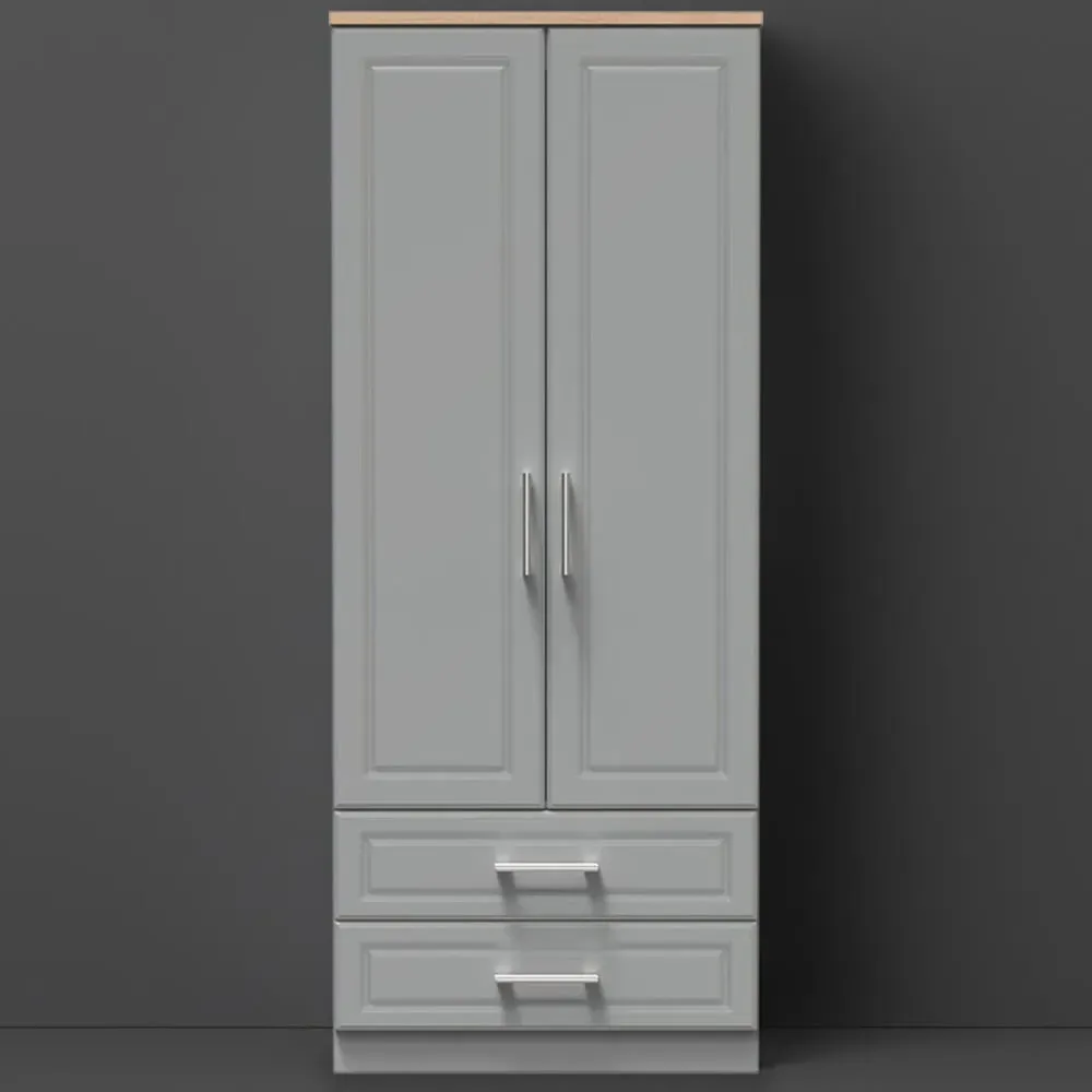 Kent 2 Door 2 Drawer Wardrobe - Grey, Oak