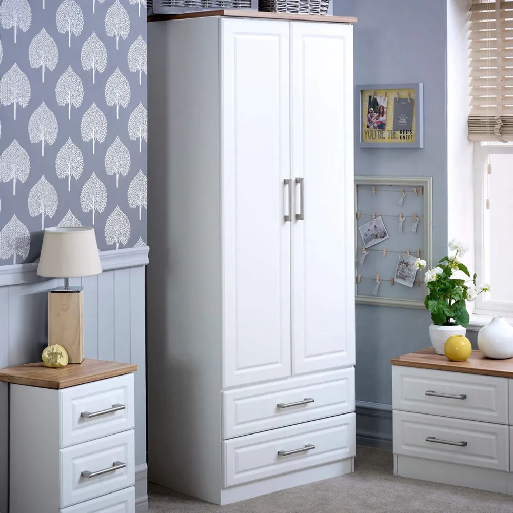 Kent 2 Door 2 Drawer Wardrobe - White, Oak