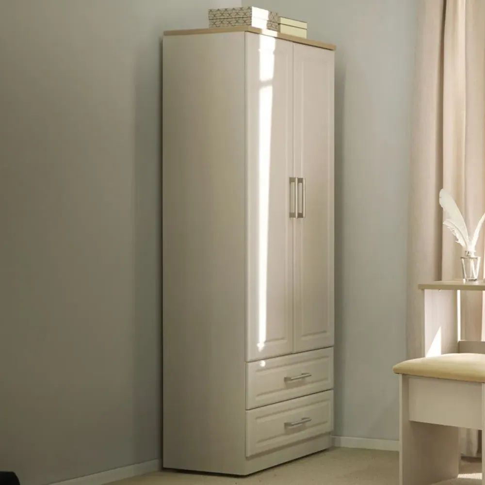 Kent 2 Door 2 Drawer Wardrobe - White, Oak