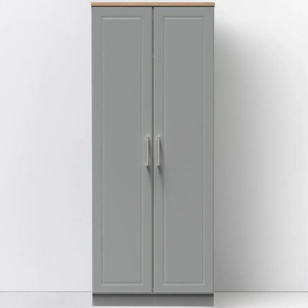 Kent 2 Door Wardrobe - Grey, Oak