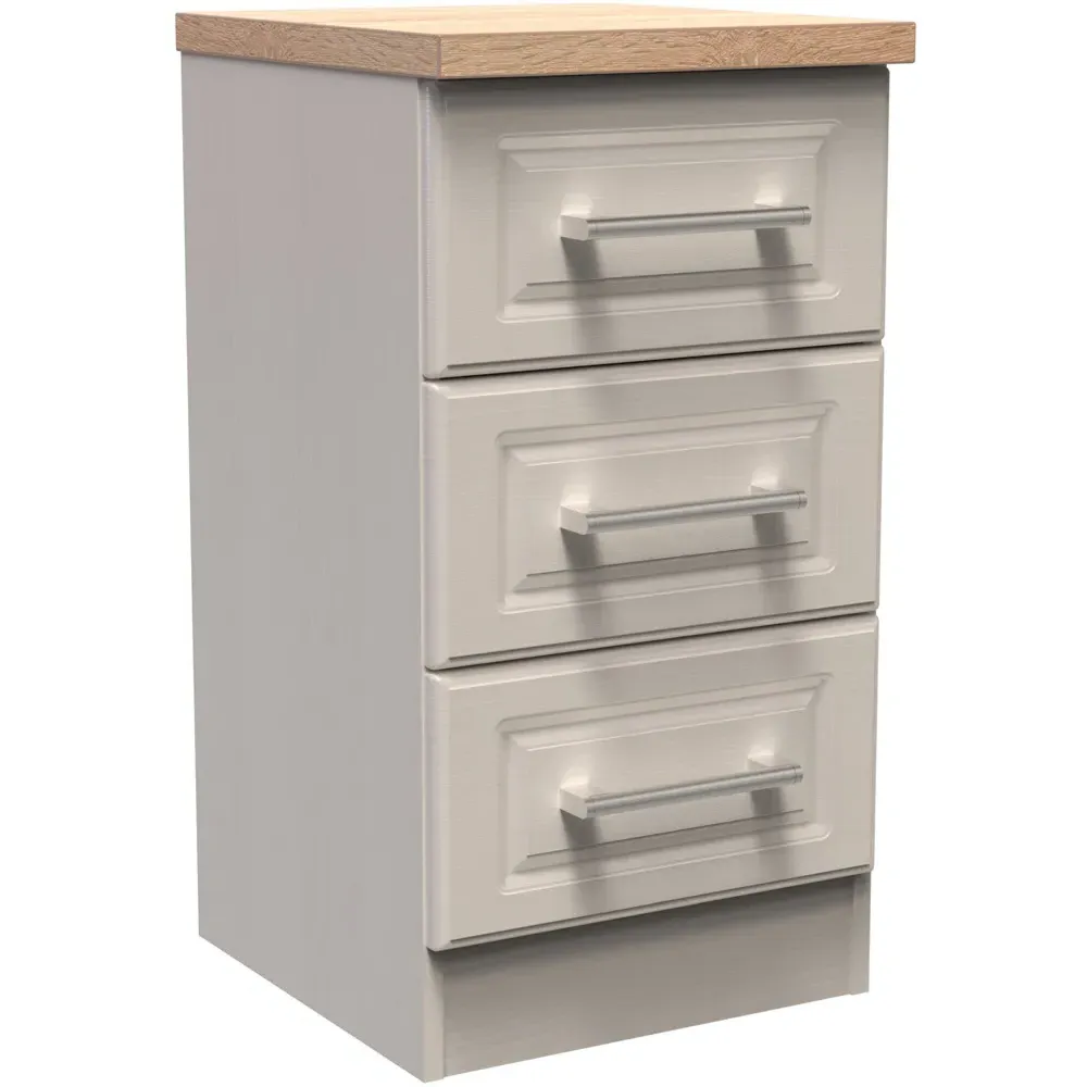 Kent 3 Drawer Bedside Table - Kashmir Ash, Oak