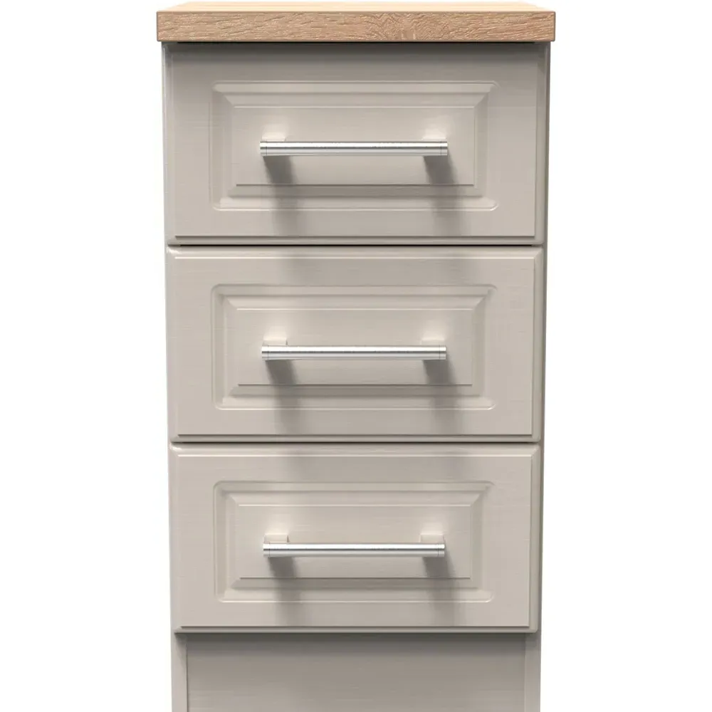 Kent 3 Drawer Bedside Table - Kashmir Ash, Oak