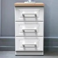 Kent 3 Drawer Bedside Table - White Ash, Oak