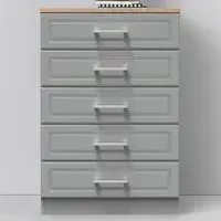 Kent 5 Drawer Chest of Drawers - Dusk Grey, Bardolino Oak