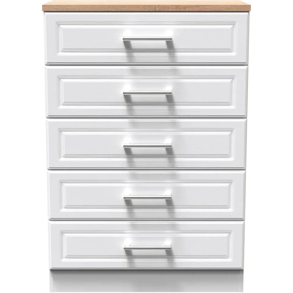Kent 5 Drawer Chest of Drawers - White, Ash