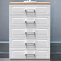 Kent 5 Drawer Chest of Drawers - White, Ash