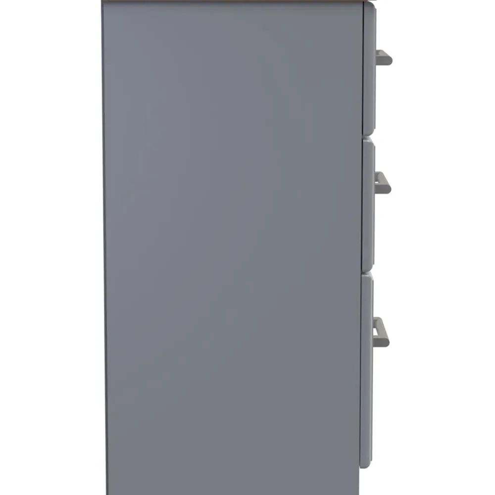 Kent 6 Drawer Midi Chest of Drawers - Dusk Grey, Bardolino Oak