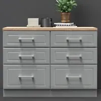 Kent 6 Drawer Midi Chest of Drawers - Dusk Grey, Bardolino Oak