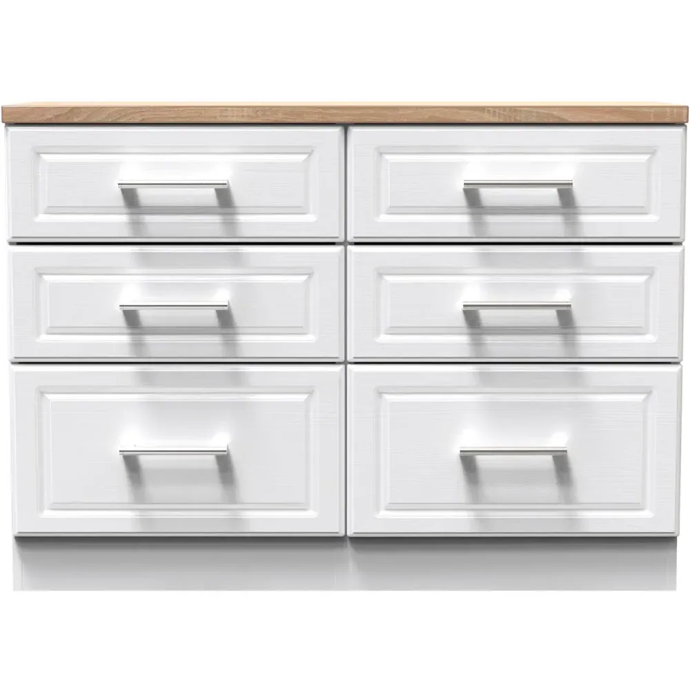 Kent 6 Drawer Midi Chest of Drawers - White Ash, Oak
