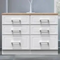 Kent 6 Drawer Midi Chest of Drawers - White Ash, Oak