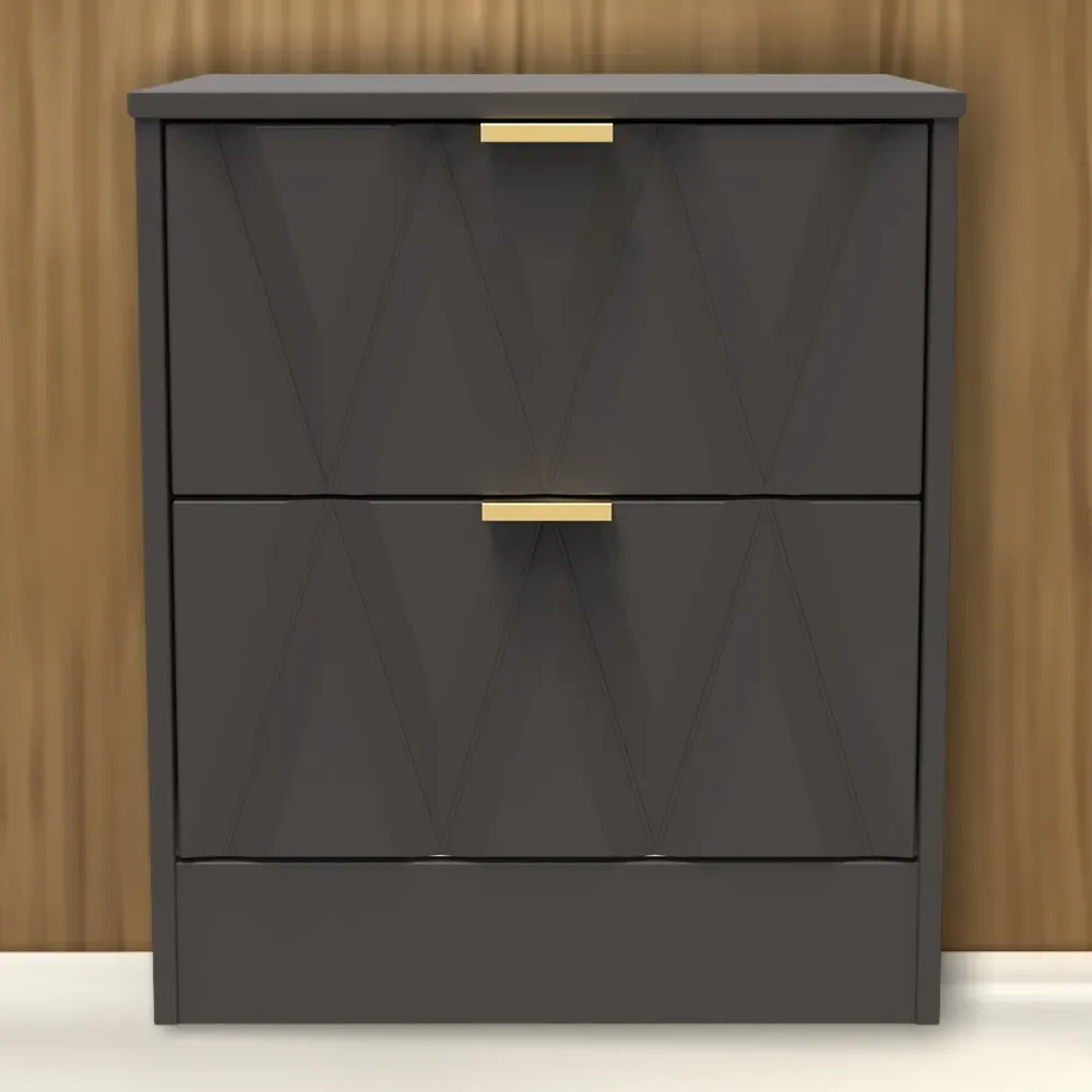 Las Vegas 2 Drawer Bedside Table - Graphite