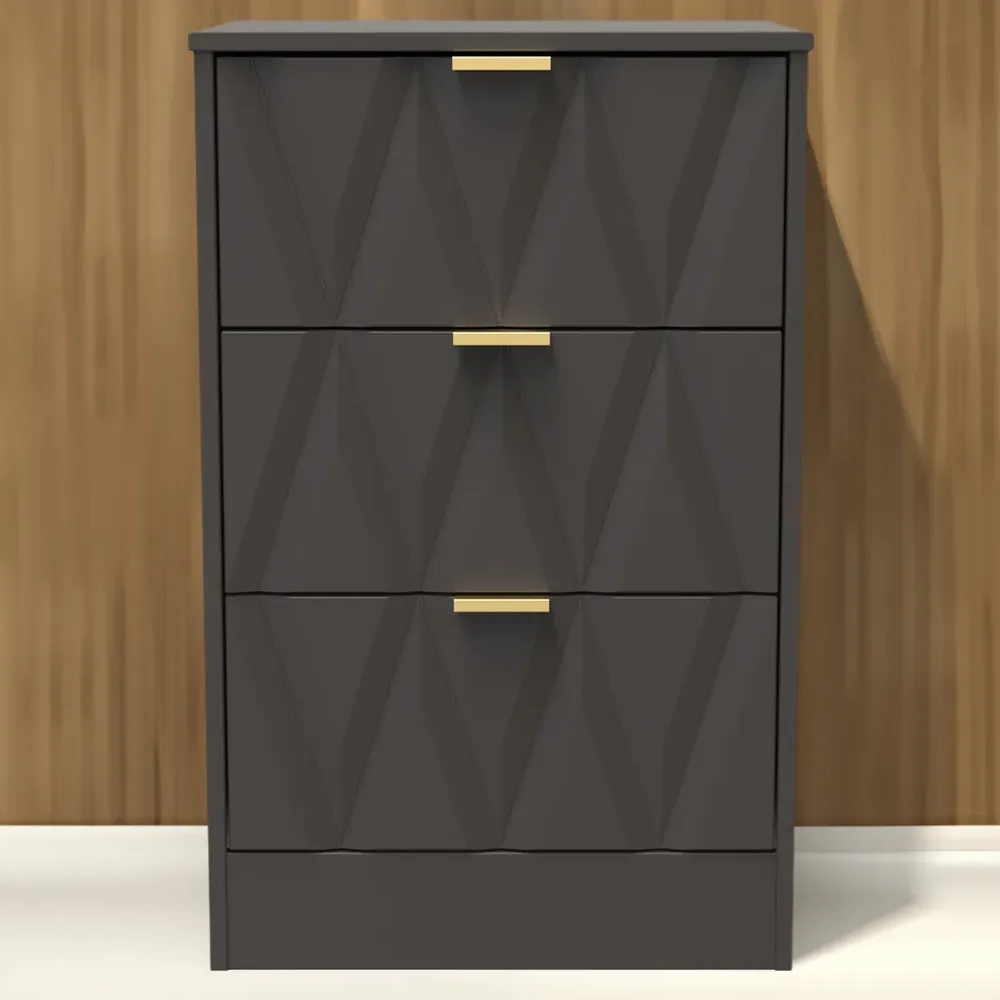 Las Vegas 3 Drawer Bedside Table - Graphite