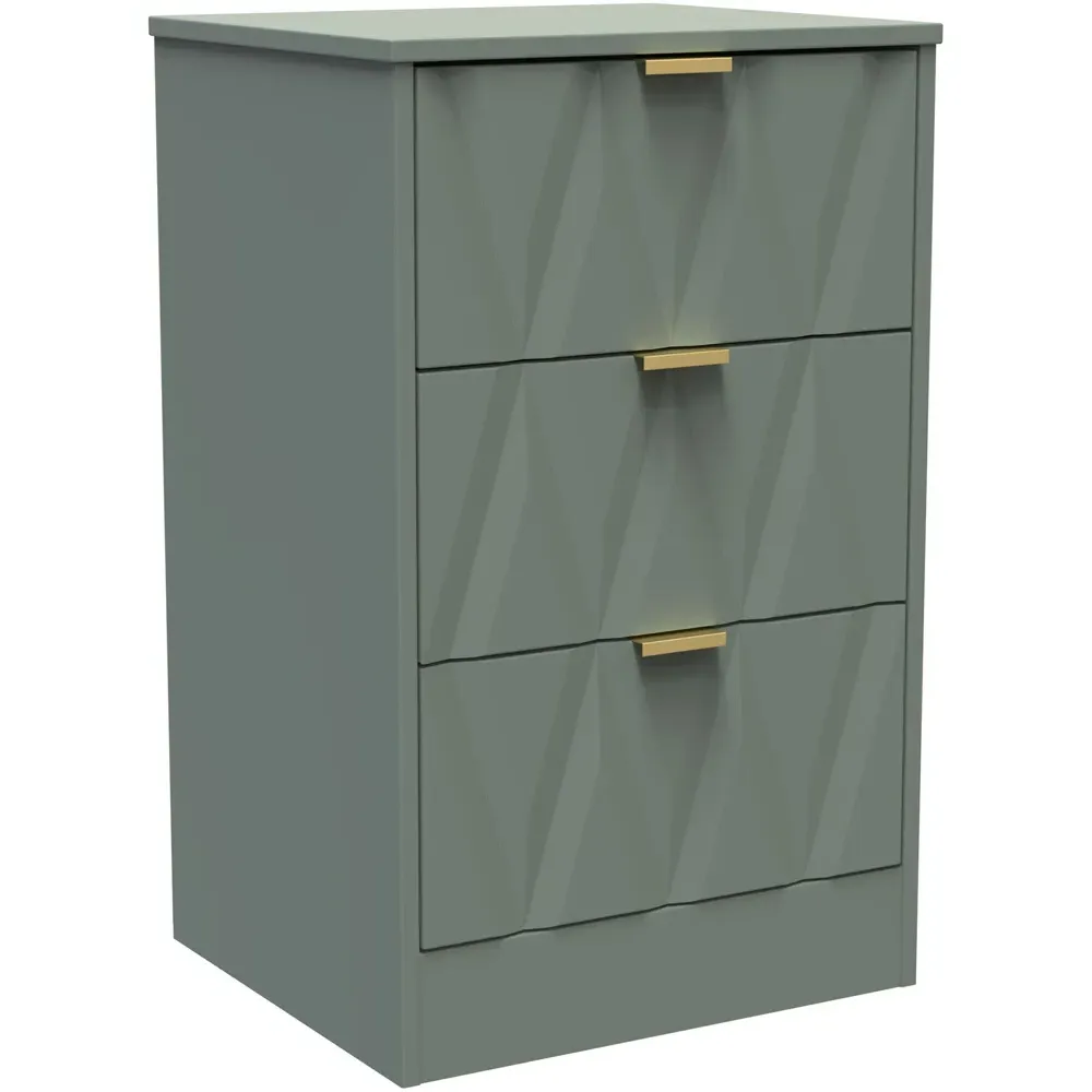 Las Vegas 3 Drawer Bedside Table - Reed Green
