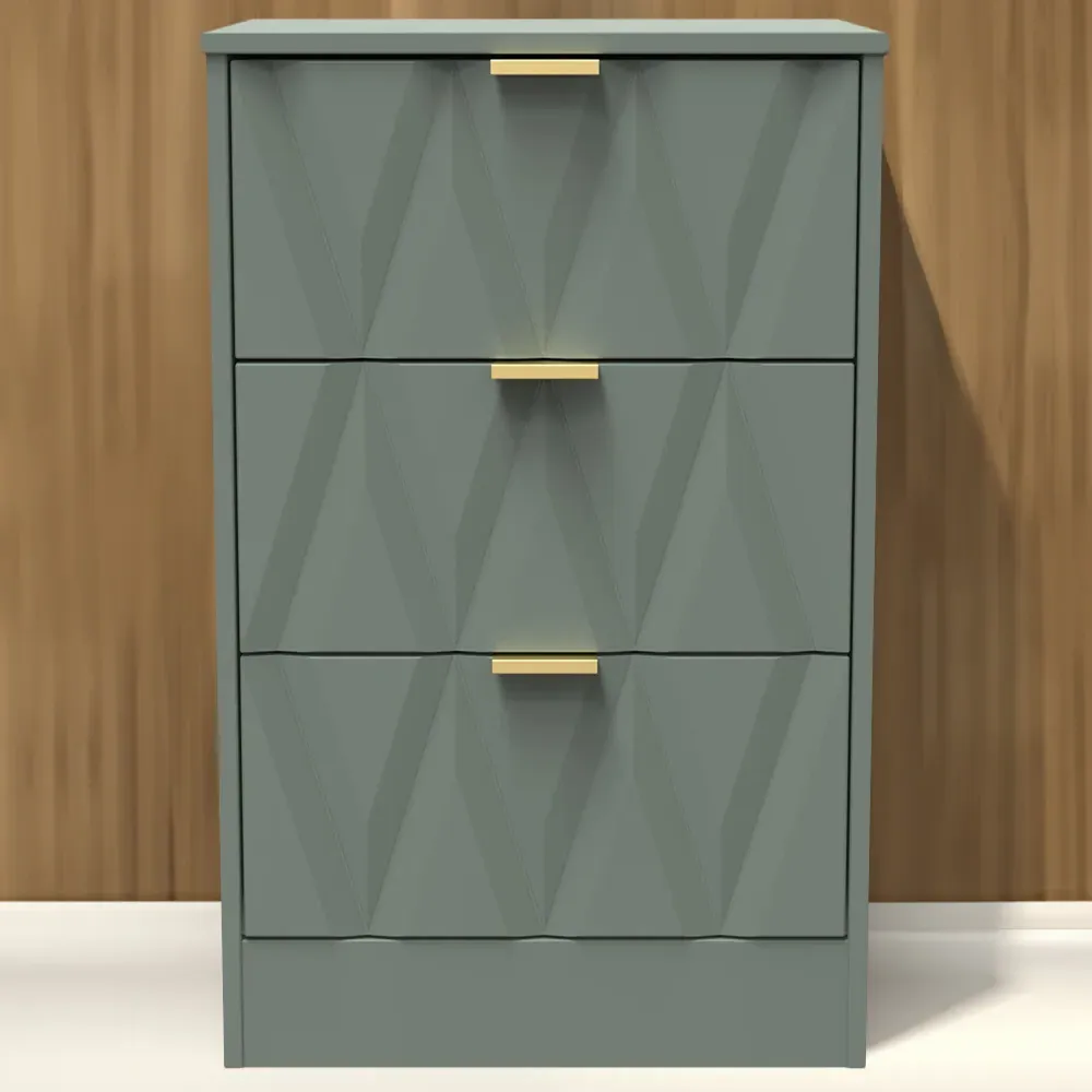 Las Vegas 3 Drawer Bedside Table - Reed Green