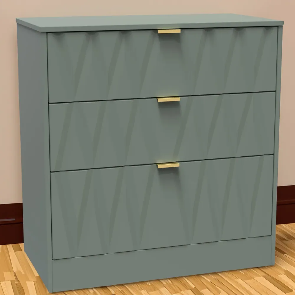 Las Vegas 3 Drawer Deep Chest of Drawers - Reed Green