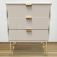 Linear 3 Drawer Chest of Drawers - Cream