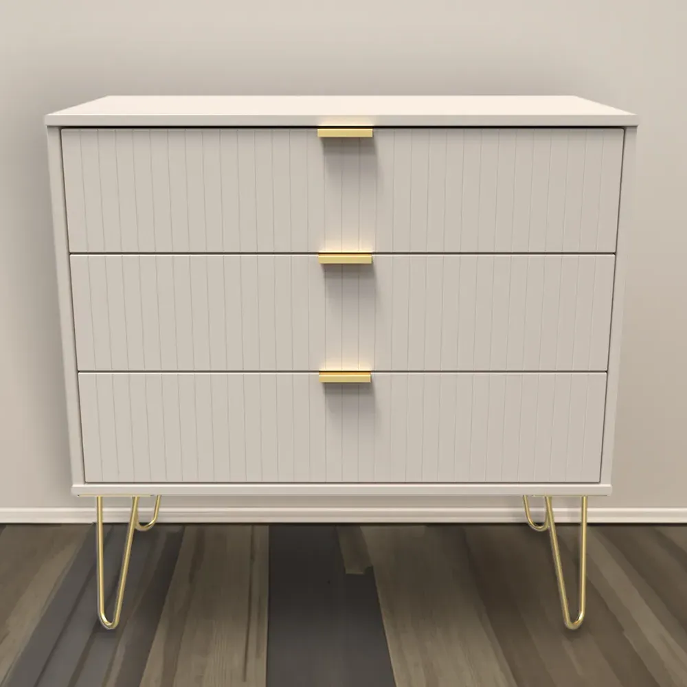 Linear 3 Drawer Wide Chest of Drawers - Kashmir Matt