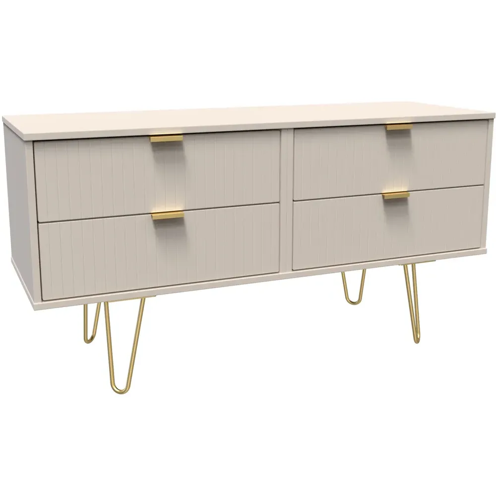 Linear 4 Drawer Wide Chest of Drawers - Cream