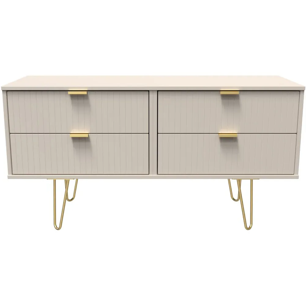 Linear 4 Drawer Wide Chest of Drawers - Cream