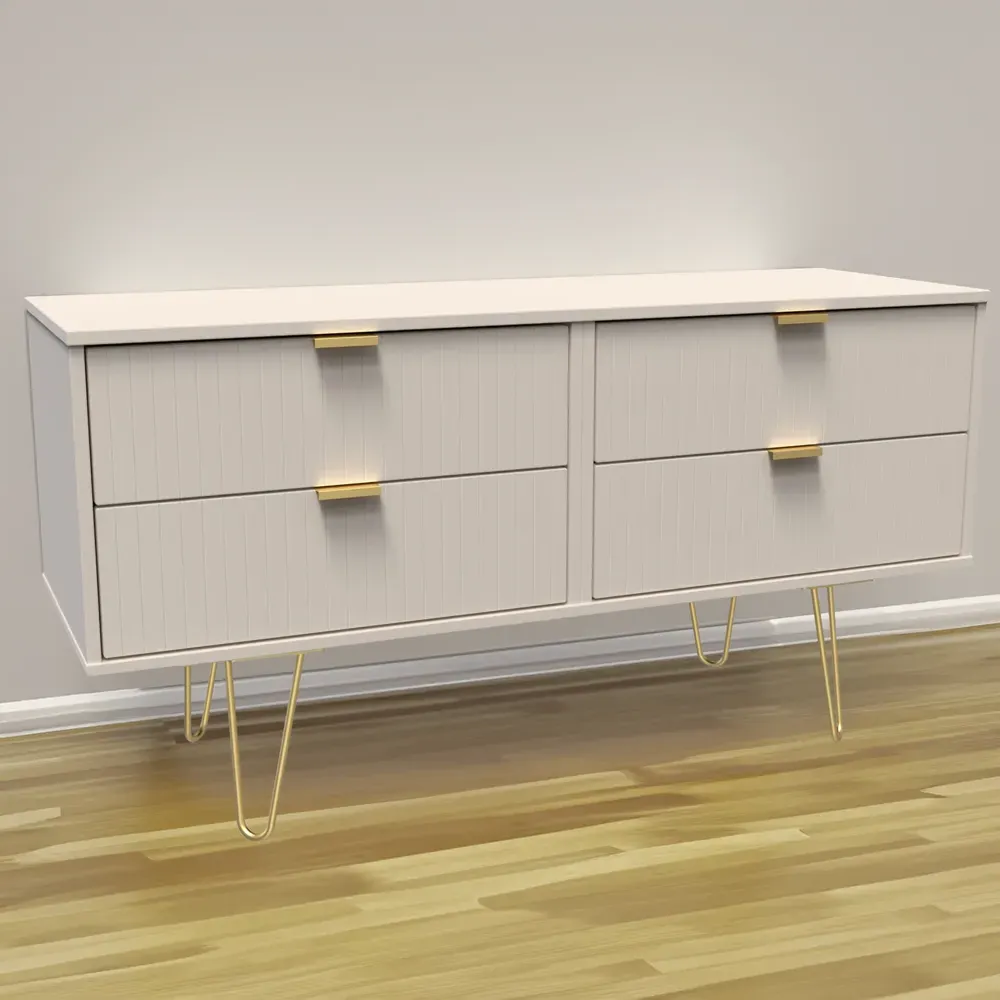 Linear 4 Drawer Wide Chest of Drawers - Cream