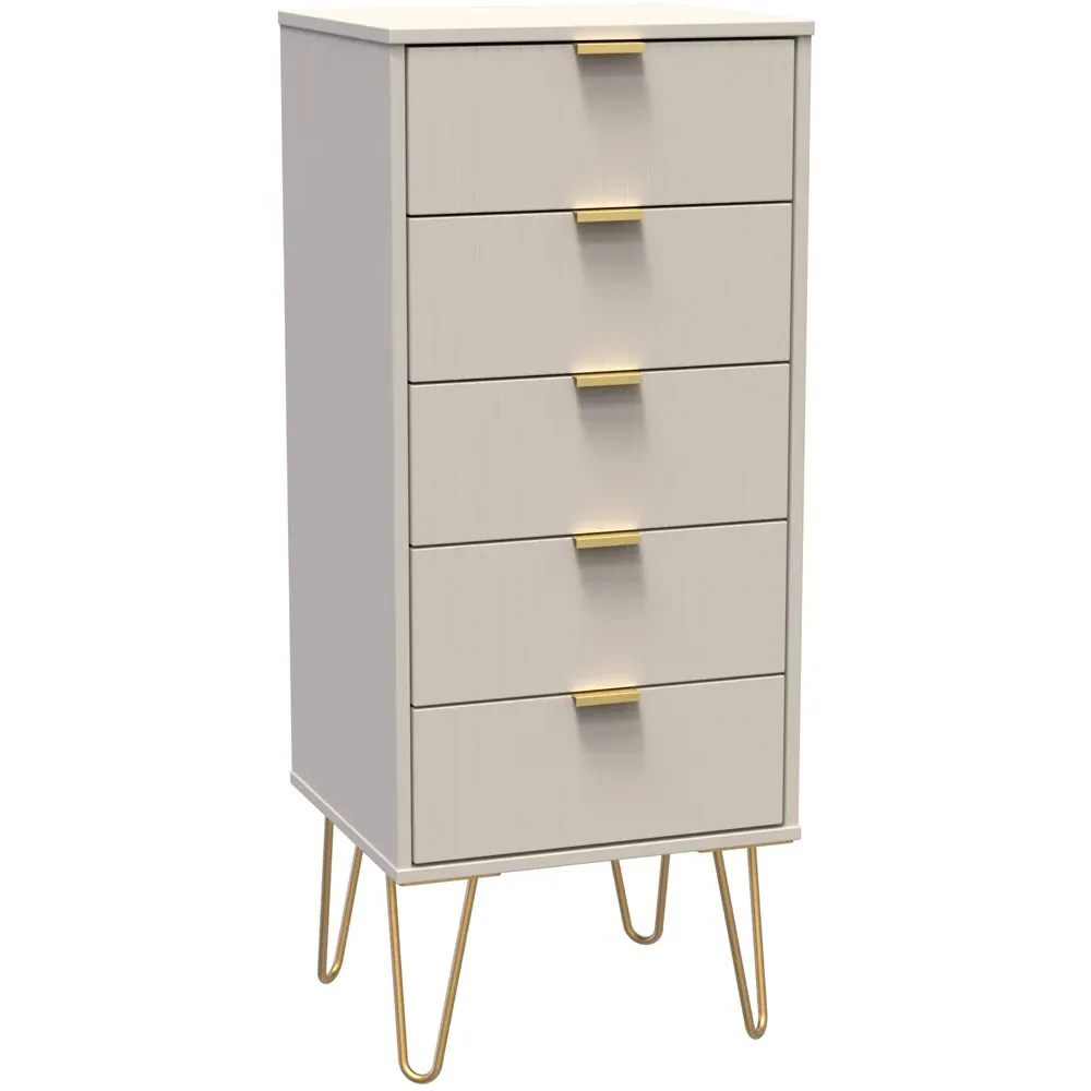 Linear 5 Drawer Tall Chest of Drawers - Cream