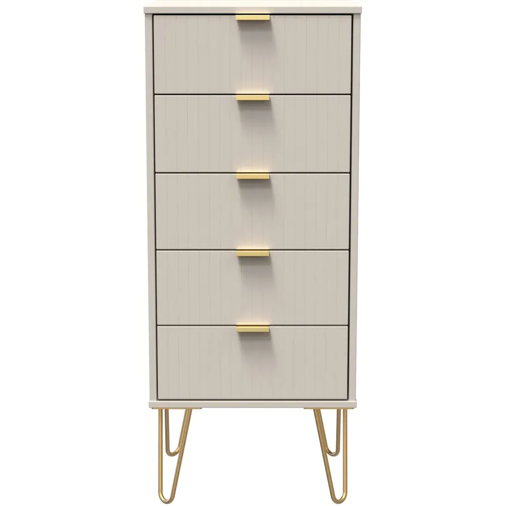 Linear 5 Drawer Tall Chest of Drawers - Cream