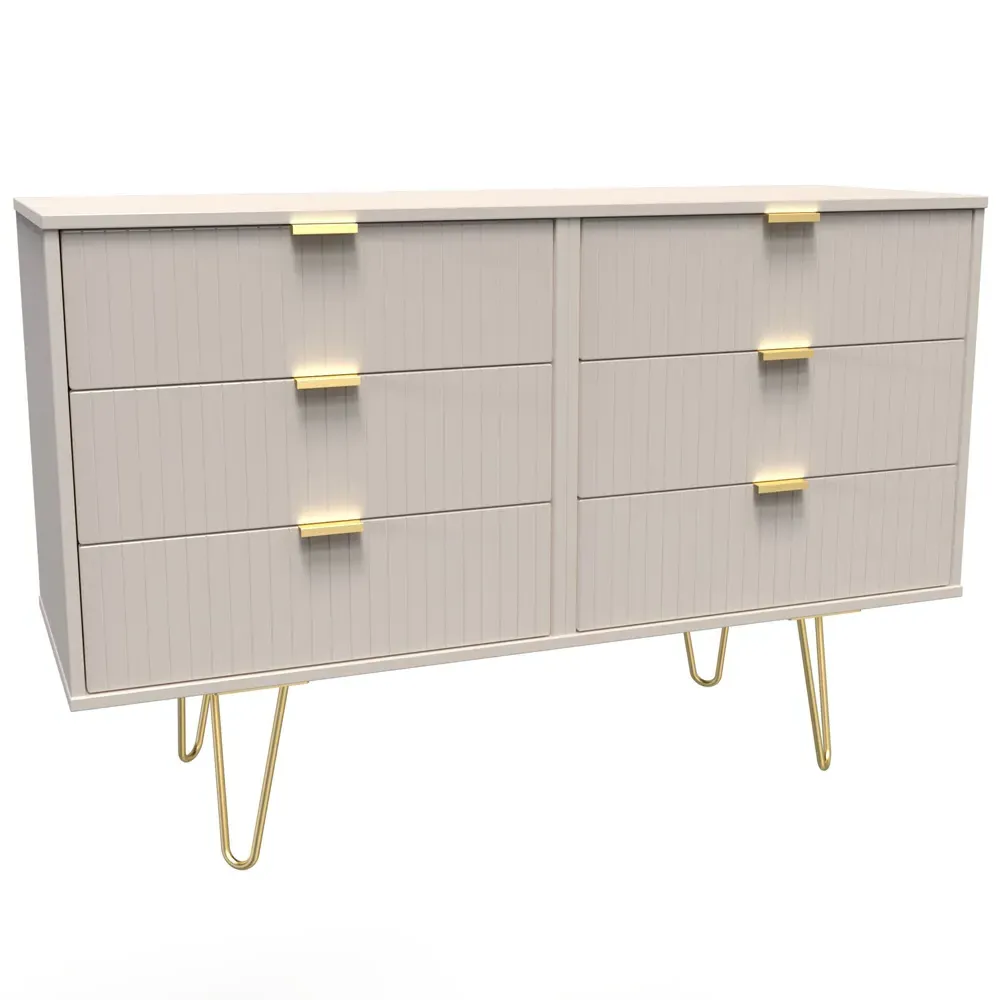 Linear 6 Drawer Wide Chest of Drawers - Cream