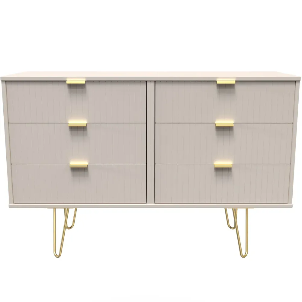 Linear 6 Drawer Wide Chest of Drawers - Cream
