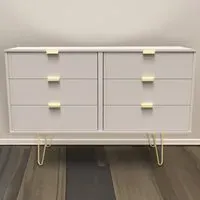 Linear 6 Drawer Wide Chest of Drawers - Cream