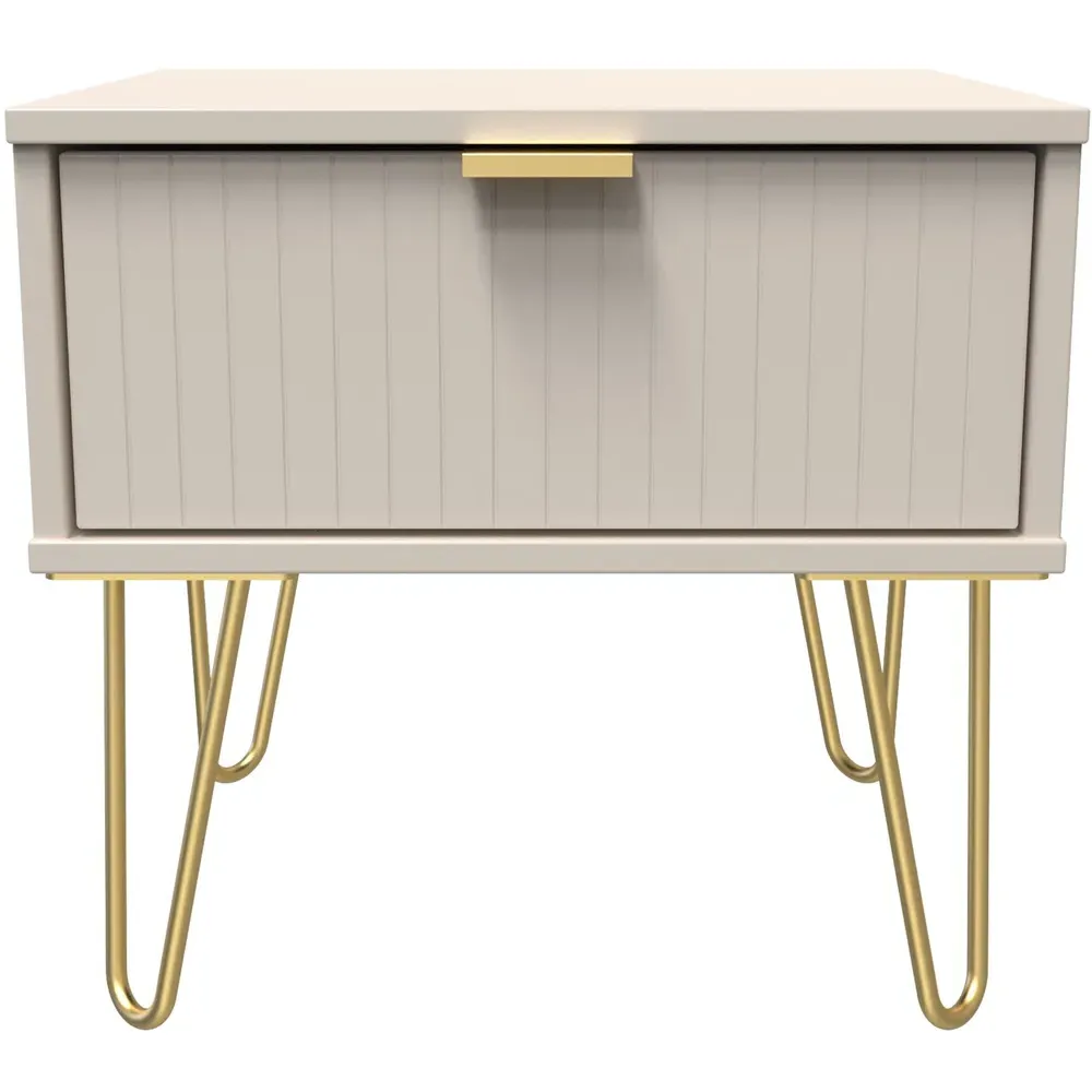 Linear Single Drawer Bedside Table - Kashmir Matt, Cream