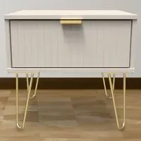 Linear Single Drawer Bedside Table - Kashmir Matt, Cream