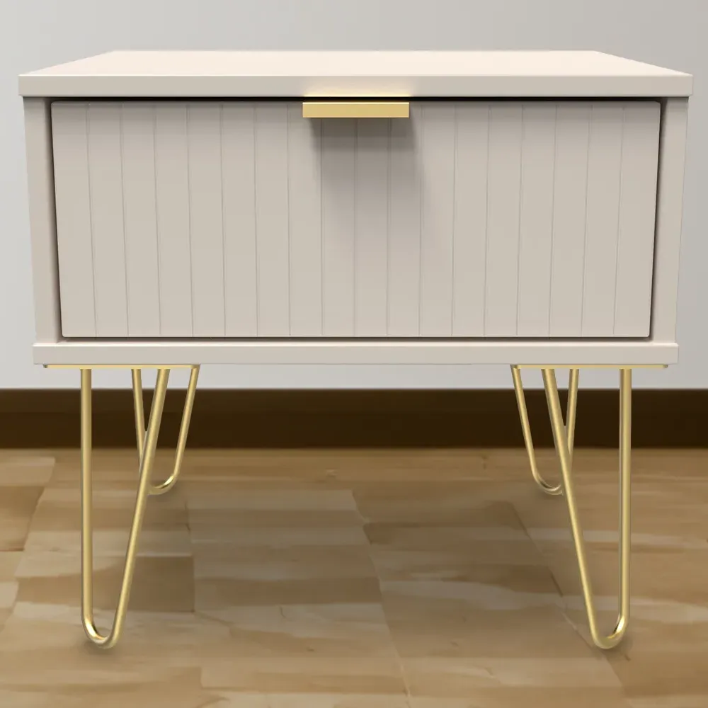 Linear Single Drawer Bedside Table - Kashmir Matt, Cream image