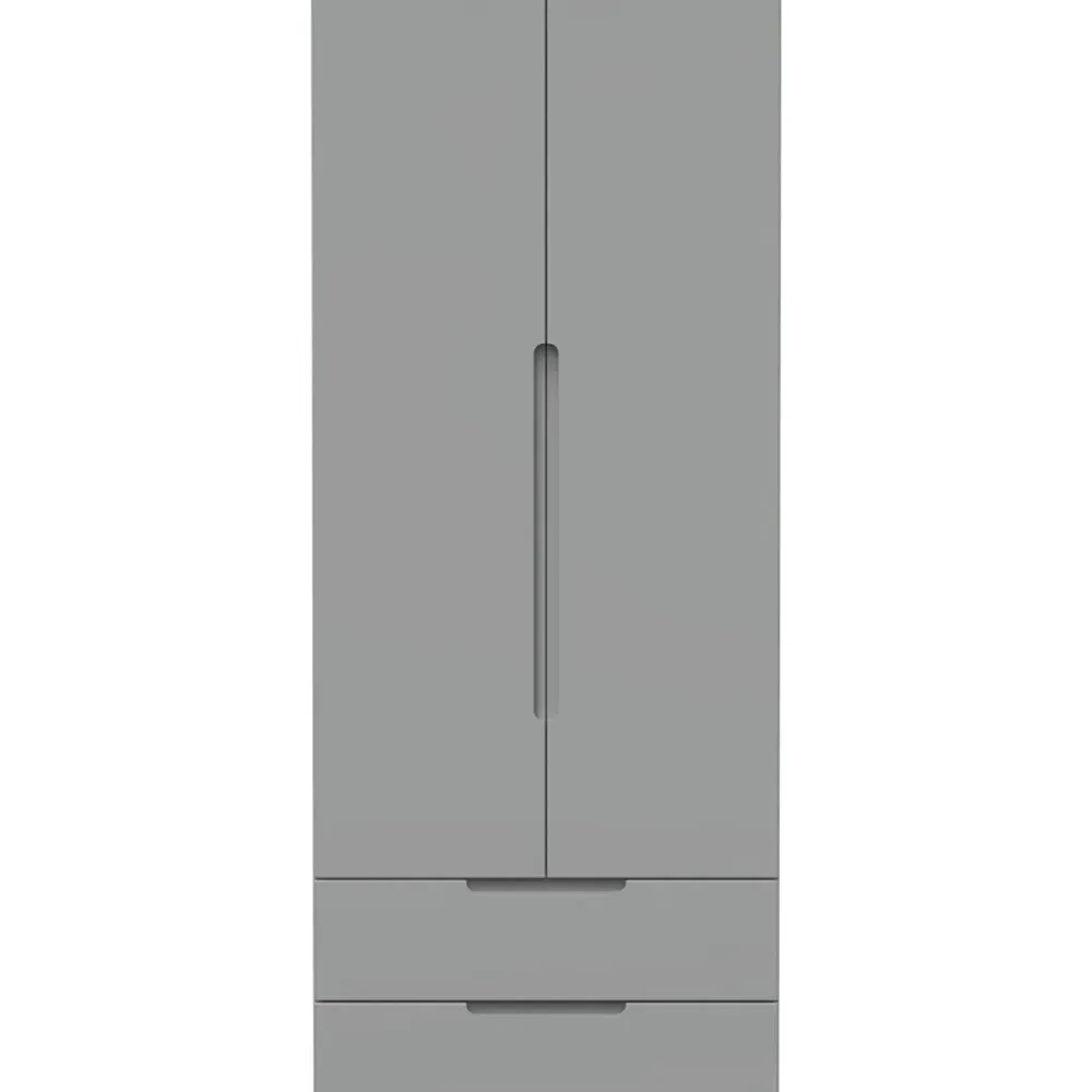 Milan 2 Door 2 Drawer Tall Double Wardrobe - Dusk Grey