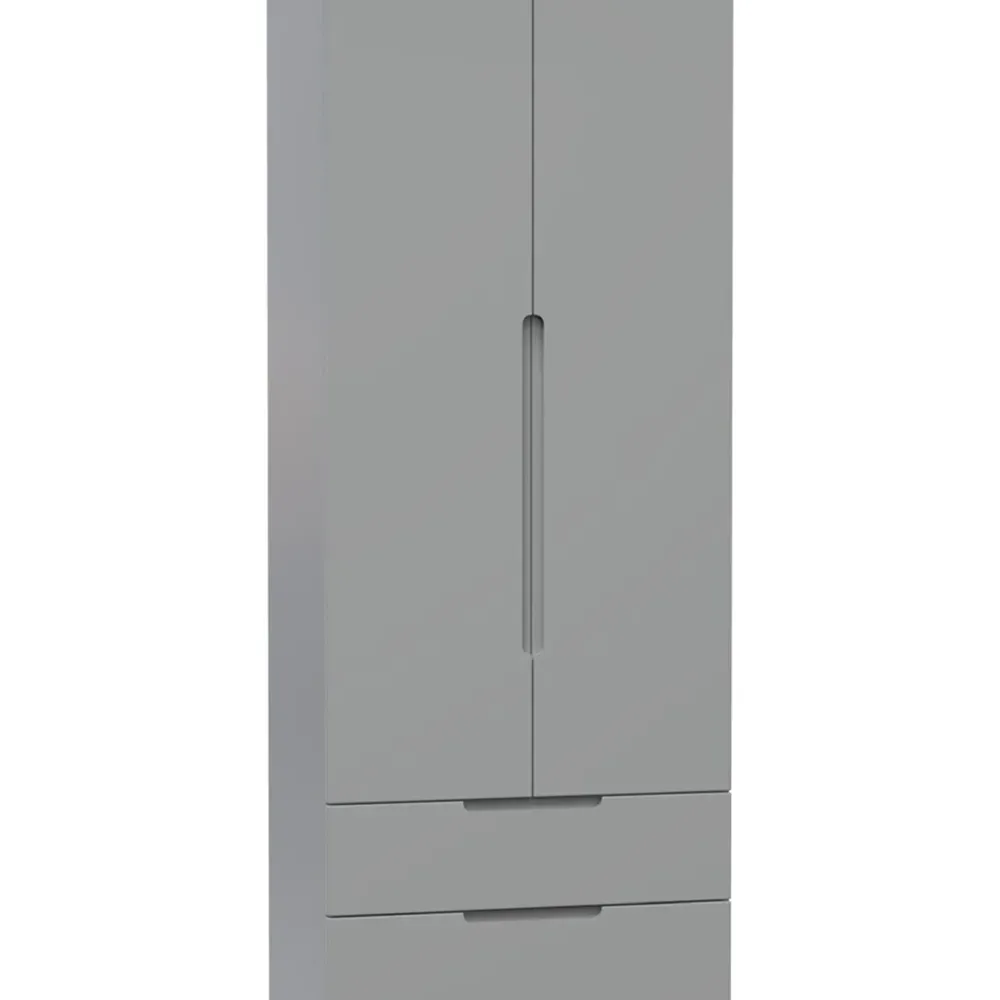 Milan 2 Door 2 Drawer Tall Double Wardrobe - Dusk Grey