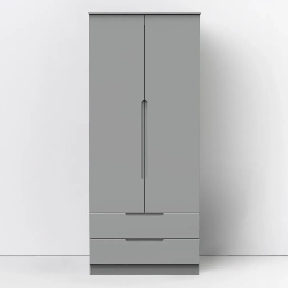 Milan 2 Door 2 Drawer Tall Double Wardrobe - Dusk Grey