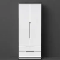 Milan 2 Door 2 Drawer Tall Double Wardrobe - Gloss White